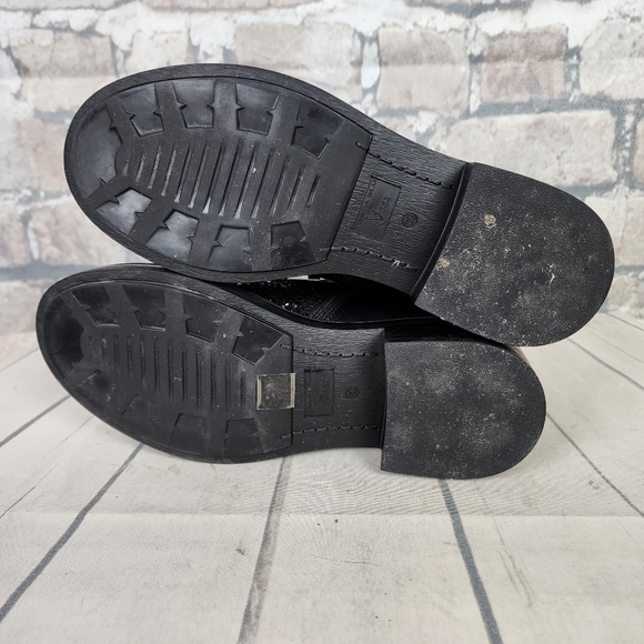 Tosca Blu Leather Combat  Boots Black Glitter Accents Size 39 Goth Punk - Picture 14 of 15